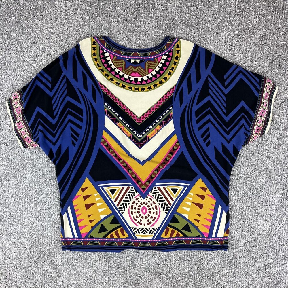 Flying Tomato Shirt Womens Small Multicolor Boho Aztec Oversized Boxy Kimono - Picture 2 of 7